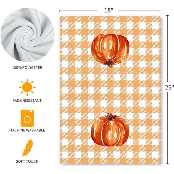 Fall Kitchen Towels Set of 218x26 Inch Pumpkin Hand Towels Hello Fall Decoration - Picture 3 of 7